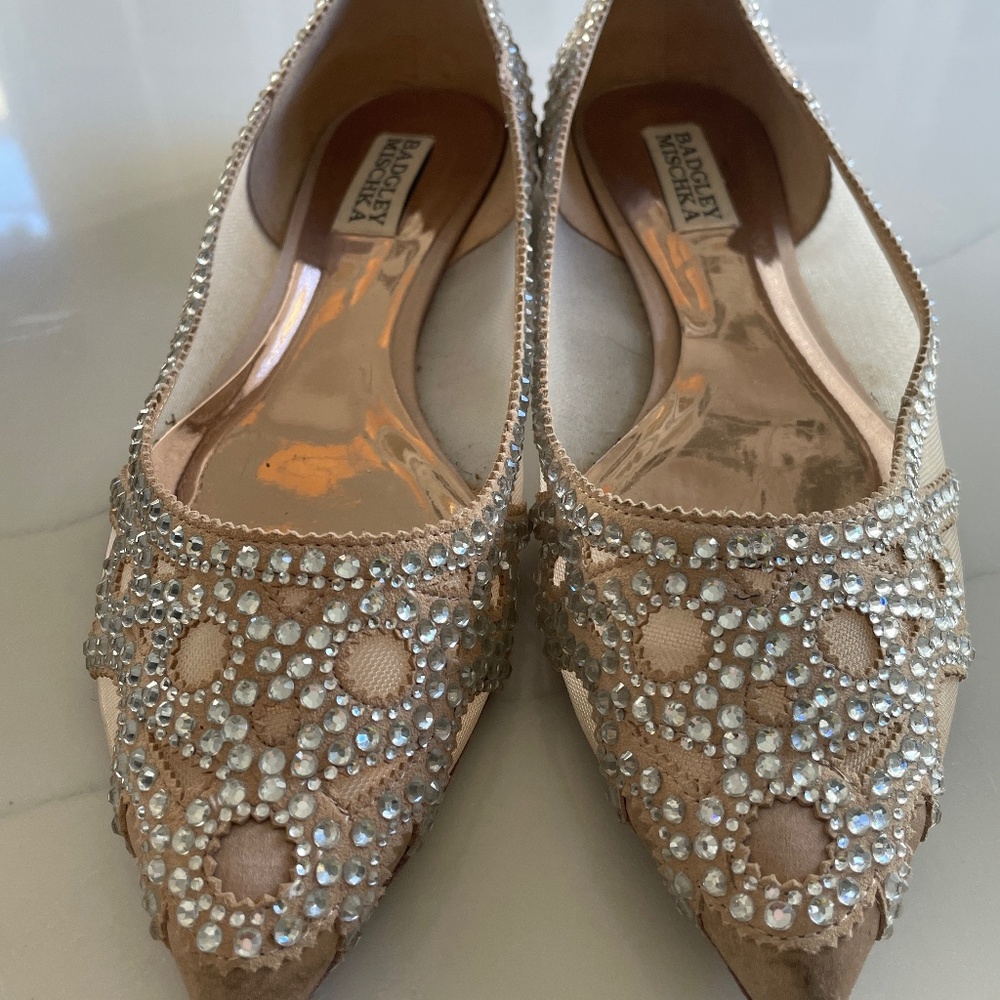 Badgley Mischka Gigi Pointed Toe Flat Evening Shoe Size 8
